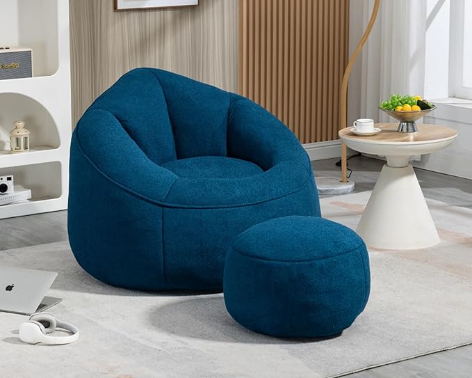 Fauteuil lounge + pouf – confort cocoon