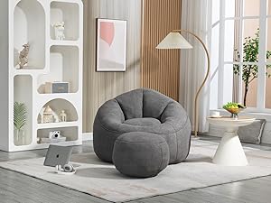 Fauteuil lounge + pouf – confort cocoon