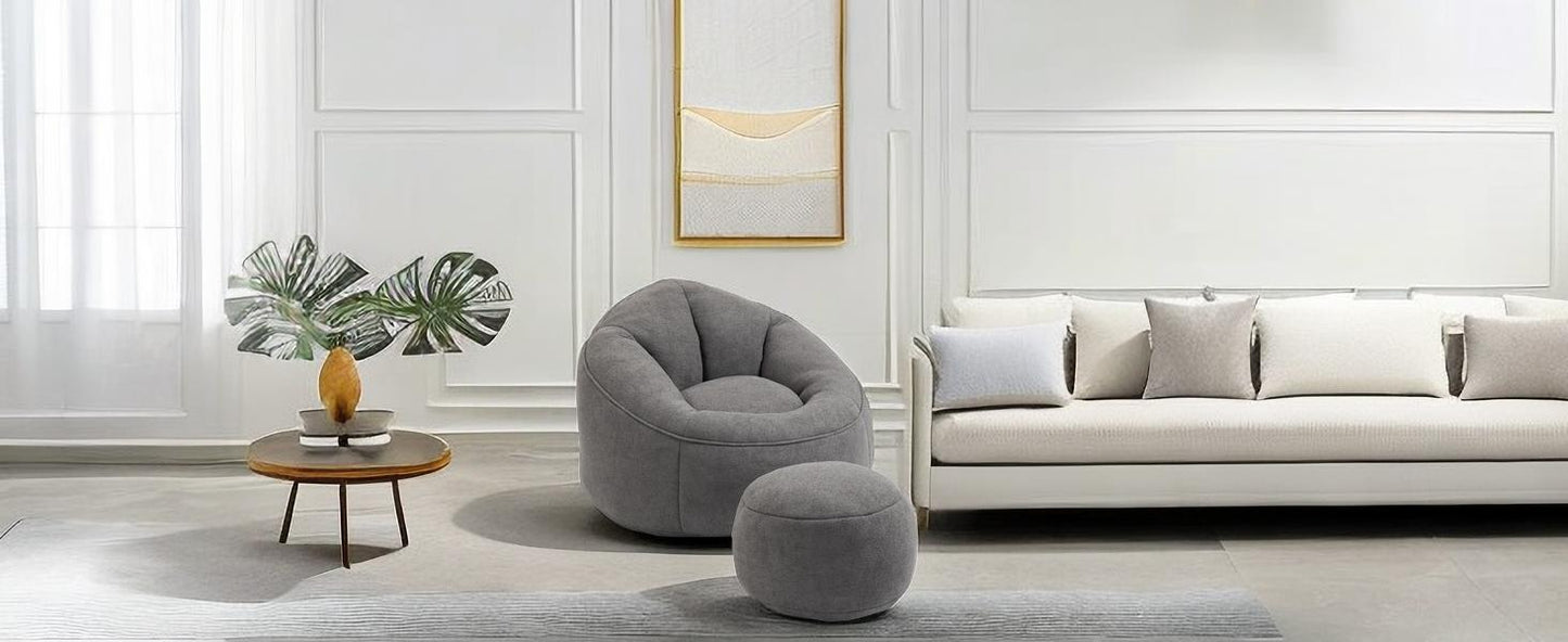 Fauteuil lounge + pouf – confort cocoon