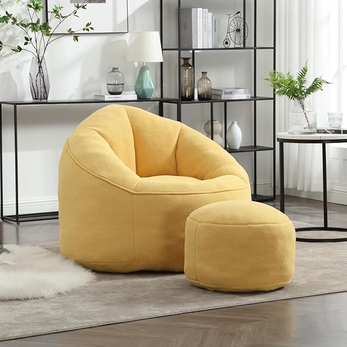 Fauteuil lounge + pouf – confort cocoon