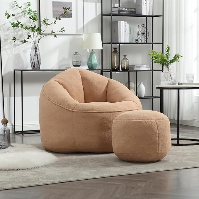 Fauteuil lounge + pouf – confort cocoon