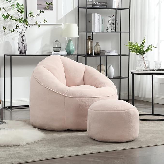 Fauteuil lounge + pouf – confort cocoon